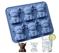 HORREX Glacons Moule en Forme de Vache des Highlands, Moule Glacon en Silicone 3D Mignonne, Bac Glacon Animal Amusant Réutilisable pour Whisky Cocktails Chocolats Gelées et Bonbons (Bleu)