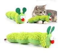 HORREX Lot de 2 jouets interactifs pour chat résistant aux morsures pour chats d'intérieur et adultes, jouets en peluche en forme de chenille, avantages pour la santé dentaire, convient aux animaux de