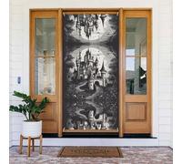Horrible Fairy Tale Castle01 Housse de porte décorative parfaite pour l'intérieur et l'extérieur Décoration de Noël 183 x 89 cm