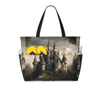 Horrible Fairy Tale Castle02print Sac de plage de grande capacité, avec fermeture éclair et poches pour voyage, vacances, salle de sport