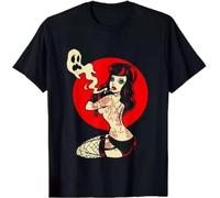Horror Art - Sexy Goth Girl Burlesque - Psychobilly Punk Art T-Shirt Size S-3XL Black M