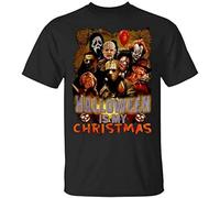 Horror Characters T-Shirt Halloween is My Christmas Tee Shirt Short Sleeve Cool Tee Shirt Men's Man Black S
