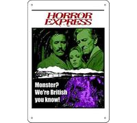 Horror Express (1972) Affiche de film vintage en métal pour bar, restaurant, garage, café, décoration murale 20,3 x 30,5 cm