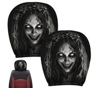 Horror Ghost Headrest Covers 2PCS, Spooky Elastic Car Seat Protector