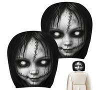 Horror Ghost Headrest Covers 2PCS, Spooky Elastic Car Seat Protector