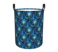 Horror Ghost Skull Printing Panier à linge circulaire - Support avec poignées Idéal pour le linge et le rangement à la maison