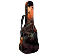 Horror Halloween Cemetery Sac pour guitare acoustique 147,3 cm, 104,7 cm, 106,7 cm avec bandoulière réglable et crochet arrière, convient pour les guitares électriques, basses, guitares classiques,