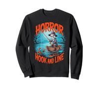 Horror Hook and Line Fishing Skeletons Halloween Fishermen Sweatshirt