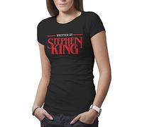 Horror Inspired Written The Novel by Stephen King T-Shirt Femme Noir Size M