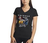 Horror Movies Inspired by Stephen King Book Signature Chemise Femme Col V Noir Size L