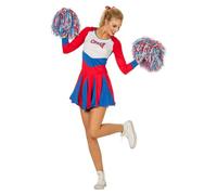 Horror-Shop Costume De Pom-Pom Girl Rouge-Bleu 42