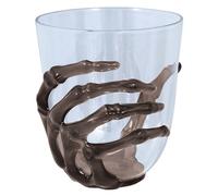 Horror-Shop Verre à Whisky Halloween avec Main De Squelette Noir 10cm