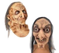 Horror Witch Head - couverture d'Halloween de latex effrayante avec design réaliste pour une utilisation des costumes | Des soirées danse idéales dance bars farces et performances, événements hantés m