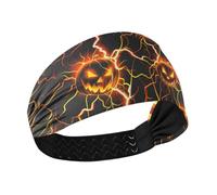 Horrors Lightning Citrouille Halloween Bandeau de gym élastique antidérapant pour femme pour la randonnée, le maquillage, le football, le basket-ball