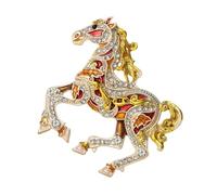 Horse Brooch - Fashion Crystal Horse Badge for Jackets Bags Hats Dresses | Metal Alloy with Sparkling Rhinestones, Secure Pin Fastening, Stylish Ornament for Sweaters Scarves Backpacks Men Women Party
