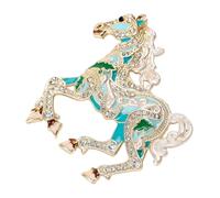 Horse Brooch - Fashion Crystal Horse Badge for Jackets Bags Hats Dresses | Metal Alloy with Sparkling Rhinestones, Secure Pin Fastening, Stylish Ornament for Sweaters Scarves Backpacks Men Women Party