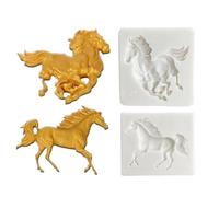 Horse Chocolate Mold - Enhances Cake Decoration, 2-Piece Food Grade Silicone Set, High Detail 3D Design + Heat Resistant, Premium Baking Tool, For Home Bakers Puddings & Jelly, Holiday Parties