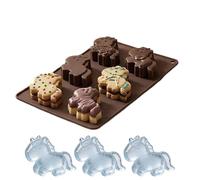 Horse Chocolate Mold - Wax Melts Molds, 6 Cavity Candy Molding Tool for Baking, Chocolate Candy Tool, Ice Soap Piece with Flexible Non Stick Silicone, Cake Molder for Molding Shaping and Casting