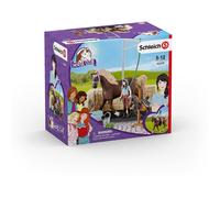 Schleich 42438 Horse Club - Box de Lavage pour Chevaux Emily et Luna, Coffret avec 19 éléments Inclus Dont 1 Cheval, Coffret Figurines écurie pour Enfants dès 5 Ans