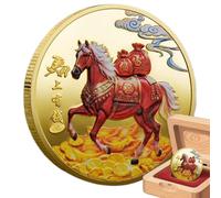 Horse Coin, Blessing Collection for Luck, 2026 Year of the Horse Commémorative Savouinage Souvenir pour chinois Nouvelle célébration, objet décoratif Bibliothèque de bureau Home Men Femmes Kids Collec