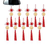 Horse Commemorative Coin Ornament - 10 Pieces Gold Charm with Tassel and Knot, 4.5X27cm Chinese New Year Horse Ornament | for Cars Bags Shop Window Home School Offices Cafes Bookshelves Display