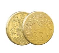Horse Commemorative Coin Ornament | Gold Traditional Success Collectibles | Chinese New Year Car Decor | for Cars Bags Shop Window School Offices Cafes Bookstores Living Room Bookshelves Display