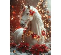 Horse Diamond Art Kits Adults, round Drill Diamond Painting Christmas for Beginners, DIY Crystal Art for Adults, 5D Crystal Creations Kit Gifts, Gem Arts and Crafts for Home Decor30x40cm