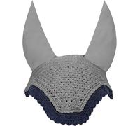 Horse Ear Bonnet Silent Ear Net Crochet Bonnet with Soft Cotton Ear Covers Sound Restant Fly Protection for Sensitive Equestrain (Grey - Navy, Medium)