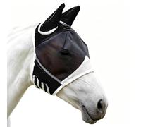 Horse Fly Control Masques - Breathable Mesh UV Shield, Half Face Elastic Strap for Cow, Livestock Eye Protection with Ear Covers, Animal Gear with Fine Weave, Reliable Guard for Shielding & Resting