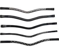 Horse Guard frontal Bridon cuir strass courbé plusieurs modèles, modèle:4. petites pierres noires scintillantes, taille:Pony