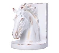 Horse Head Bookends | Sculptural Art for Home Office Decor/Living Room/Study | Stable Desktop Organizer, Distinctive Present Idea (Cheval Blanc BS20901 (Simple))