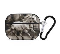 Horse in The Street - Organiseur pour écouteurs Airpods Pro résistant aux chocs avec mousqueton et clip anti-chute pour Airpods Pro 2ème génération, noir