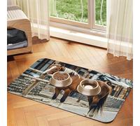 Horse in The Street Tapis de nourriture pour chien - 40,6 x 61 cm - Antidérapant et super absorbant - Passe au lave-vaisselle - Pour nourriture et eau - Joli tapis d'alimentation en caoutchouc à