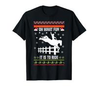 Horse Oh What Fun It is to Ride Pyjama de Noël d'hiver T-Shirt Graphique avec Valeur