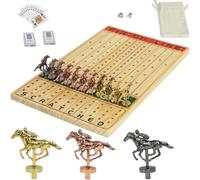 Horse Racing Board Game Solid Wood Horse Race Card and Dice Board Game Luxury Edition Set with 11 Metal Horses,100 Poker Chips,2 Dices and 2 Boxes of Cards (Log)