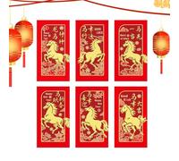 Horse Red Envelope - 6 Pieces 2026 Cute Horse Pattern Money Pockets | Chinese New Year Hong Bao | For Adults, Lovers, Friends, Mom, Dad, Kids Giving Money During Spring Festival