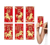 Horse Red Envelope - New Year Chinese New Year Hong Bao, 6 pièces Year of the Horse Money Pockets, Gold Stamped Festival Enveloppes | Luckyy Red Envelopes for Adults, Kids, Family, Friends, Spring