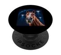 Horse Stuff Wild Horses Alien UFOs Équitation Funny Horses PopSockets PopGrip Adhésif