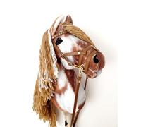 HORSE & toys Hobby Horse Grand format A3 (cheval sur un bâton) complet avec harnais - Sabino - 100% fait main - Matériaux de haute qualité - Taille A3 (26 cm × 33 cm) - Pour enfants