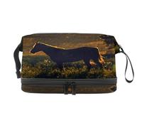 Horse Under The Glory Trousse de toilette double couche pour femmes et filles, trousse de toilette de voyage, trousse de maquillage pratique avec compartiment à brosse, multicolore, 27x15x14