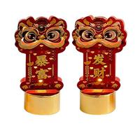 Horse Year Electronic Candles - Lunar New Year Flameless LED Pillars, Traditional Desktop Ambient Lighting with Warm Glow, Sturdy Battery Operated Decor, Ideal for Dining Table Living Room