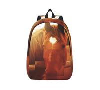 Horse3 Sac à dos en toile pour ordinateur portable avec sangles réglables Style vintage décontracté Pour l'école, les voyages, le travail en plein air, le camping, Noir , S