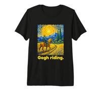 Horseback Rider Swirling Sky Landscape Art T-Shirt Haut de Gamme
