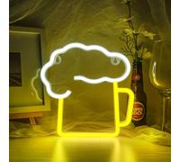 Horseneon Bière Neons Sign Enseigne Lumineuse Beer Neon Light Jaune Néons LED Déco Bar Enseignes de Bière au Néon LED Signs Néon Alimenté par USB pour Bar Club Beach Store Fête D'anniversaire de Noël