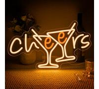 Horseneon Cheers Neon Panneau néon Cheers pour décoration murale LED néon signe cocktail néon lumière néon pour mur bière enseigne lumineuse néon LED pour bar, restaurant, magasin, boîte de nuit, fête