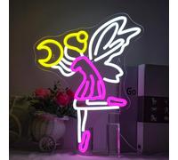 Horseneon Flying Fairy Panneau lumineux néon pour décoration murale joli dessin animé néon animé alimenté par USB pour chambre à coucher salle de danse cadeau pour fille décoration artistique