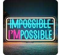 Horseneon Impossible et Not Impossible Neon Plaque de décoration murale enseigne LED dimmable, inscription lumineuse au néon avec USB pour Man Cave Dorm Office Home Gym Gamer Room Décorations