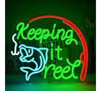 Horseneon Keeping It Reel Panneau néon - Panneau néon de pêche - Panneaux LED pour magasin de matériel de pêche - Décoration de chambre à coucher néon pour passionnés de pêche - Décoration de vitrine