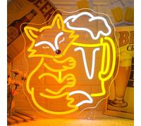 Horseneon Lampe Neon Renard Bière Enseigne Lumineuse Fox Beer pour Bar Deco