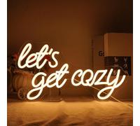 Horseneon Let's Get Cozy Néon Light Sign Warm White Letter Neon Lights Néon Sign for Wall Decor USB Dimmable Neon Lights for Bedroom Bar Cafe Club Salon Store